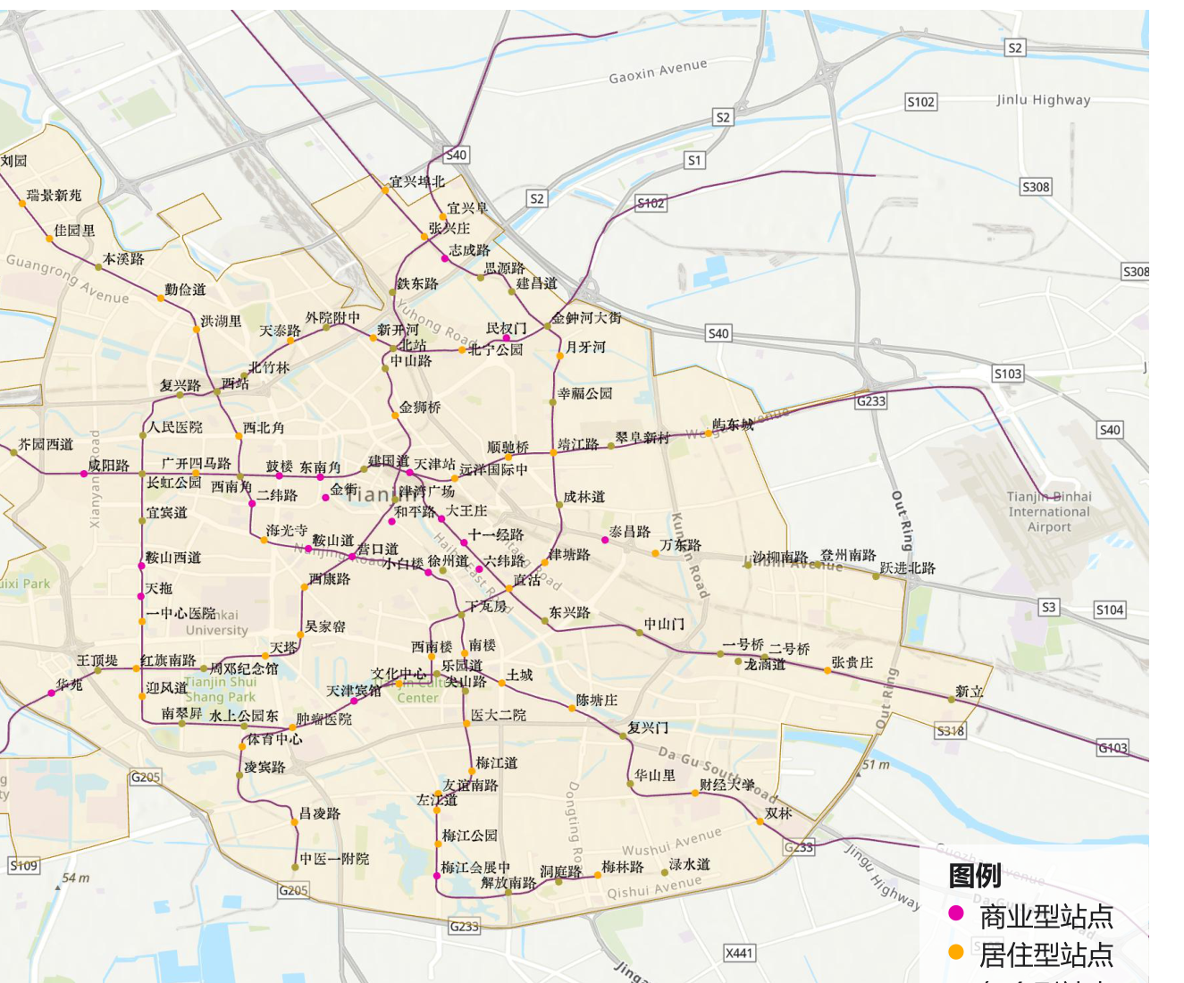 Tianjin metro station classification map