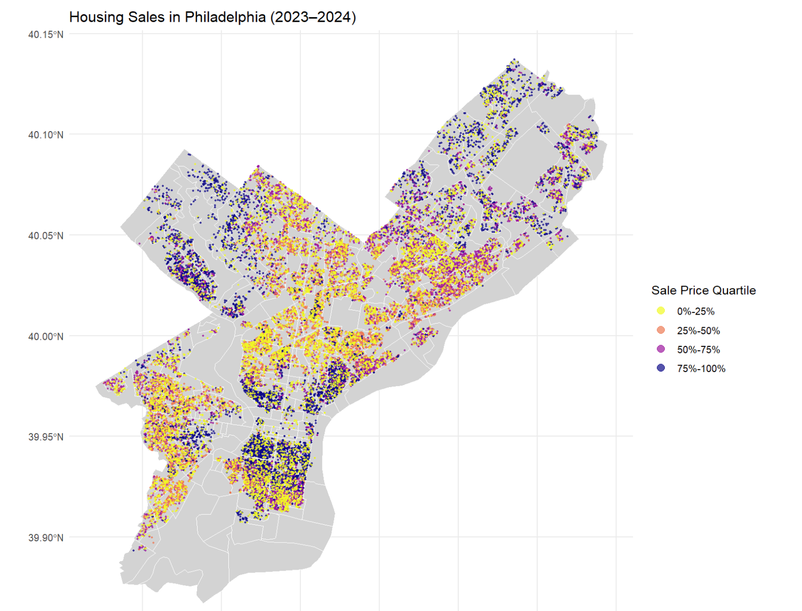 Housing sales price quartile map